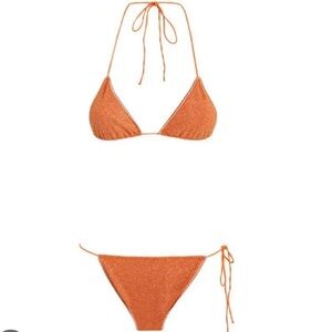 Oseree Vibrant Orange micro shimmer Bikini Set lumiere